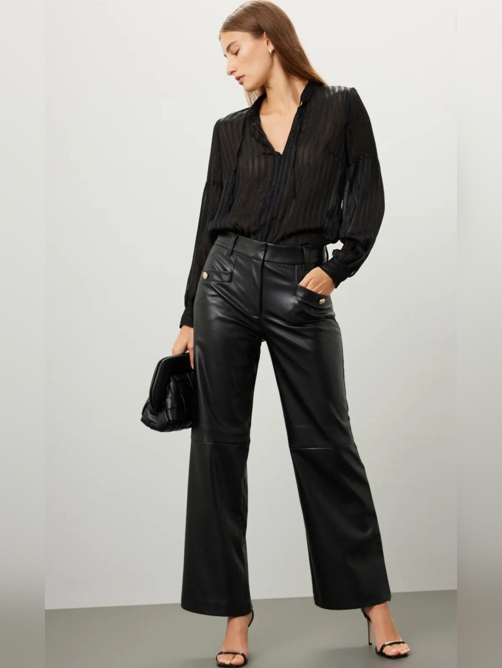 10 Crosby Derek Lam Straight Leg Leather  Pants Women 12